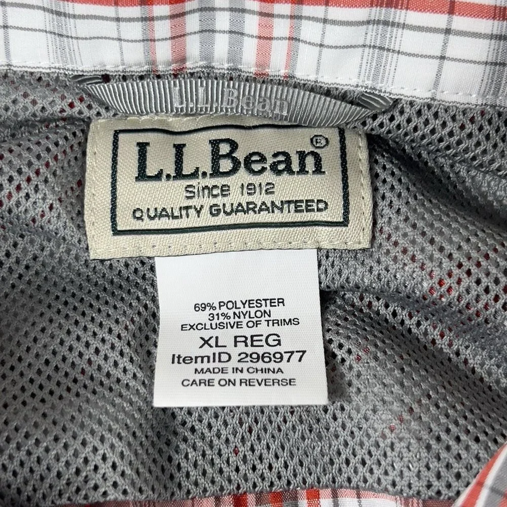 L.L. Bean Stiped Button Down Fisherman Shirt White Gray Red Men’s Size XL - Picture 3 of 7